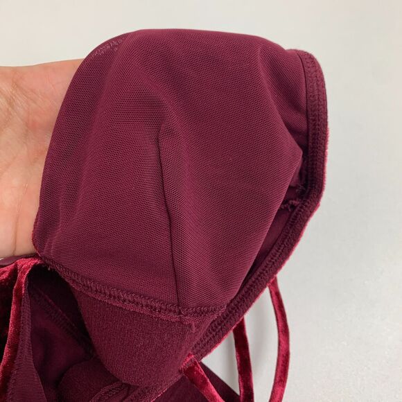 Pink Victorias Secret Bralette Women S Small Maroon Unlined Crushed Velvet Strap - Picture 9 of 12
